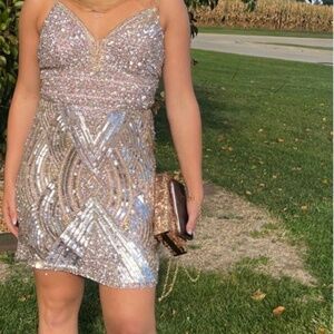 Gold Sherri Hill Cocktail Dress, Size 8